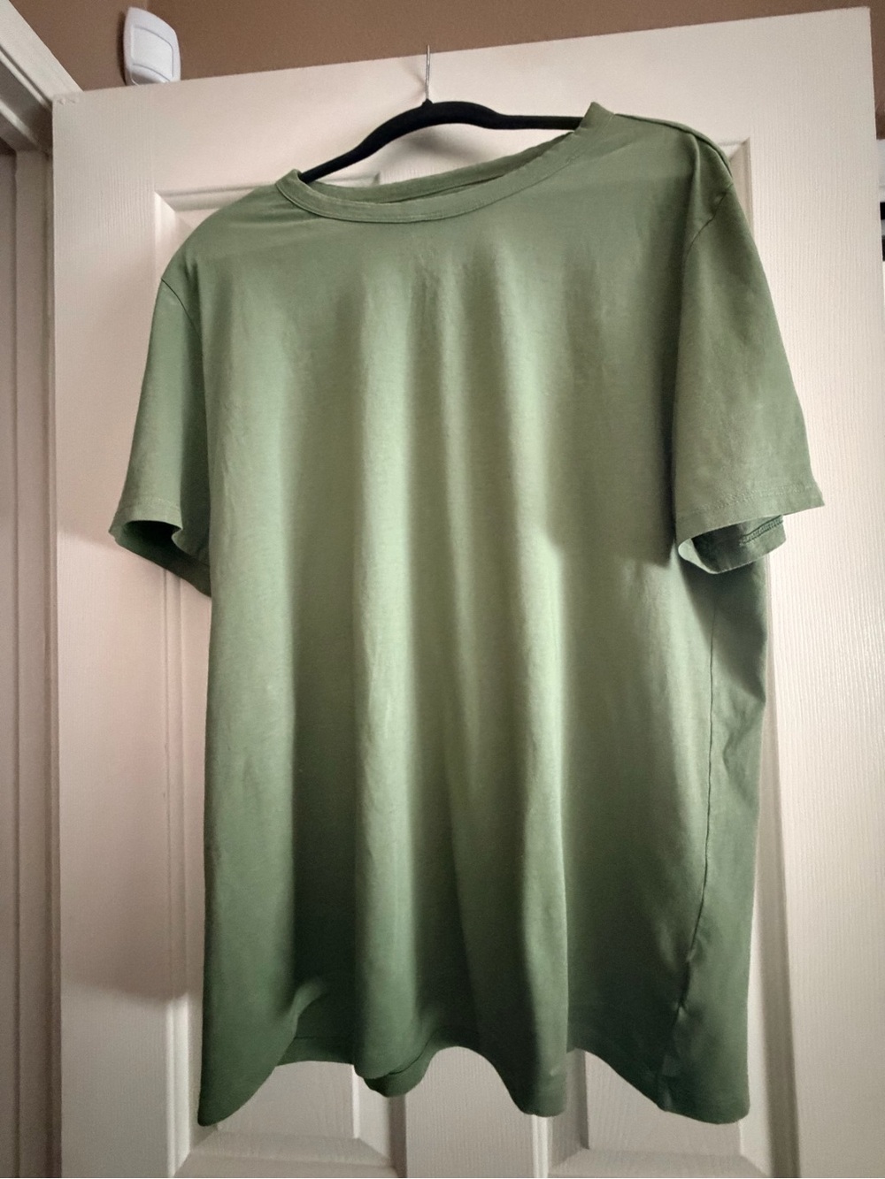 Women's Crew Neck Short Sleeve Tee - Olive Green - Picture 2 of 5